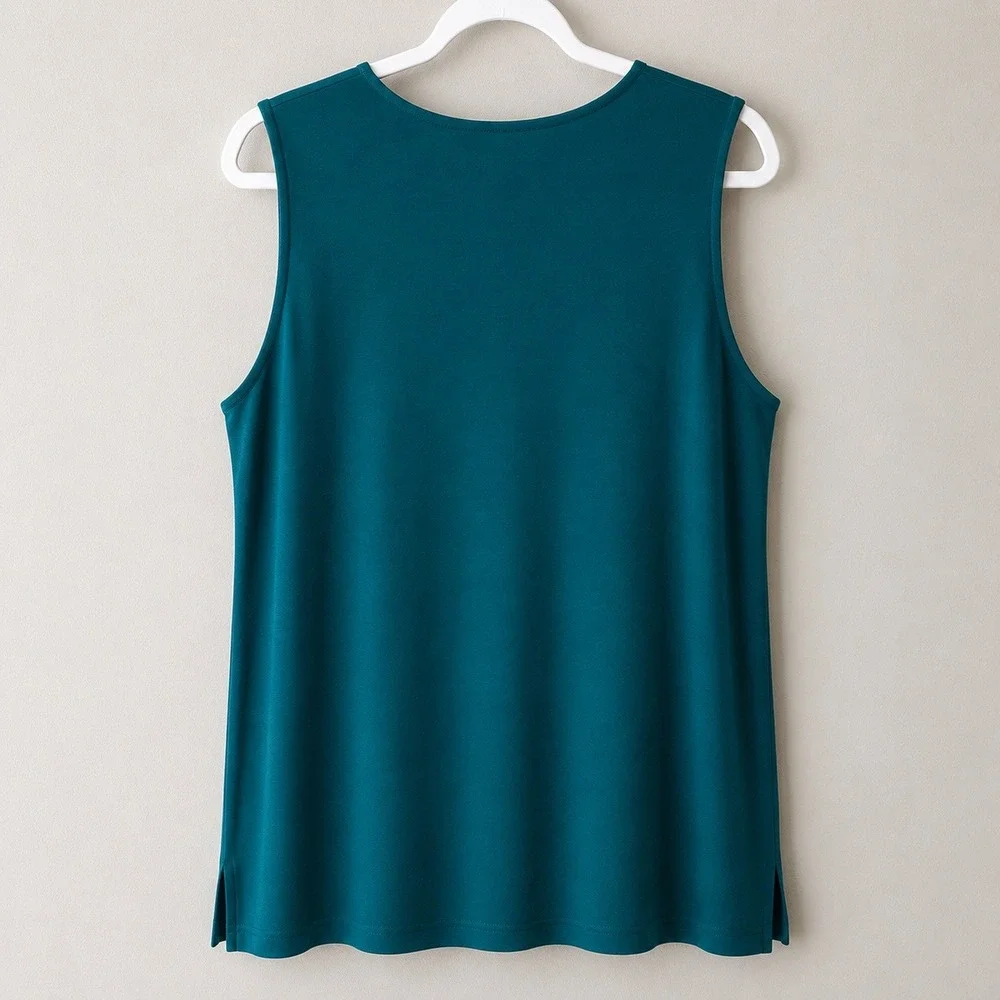 J.Jill Wearever Collection Womens Large Ocean Teal Sleeveless Tunic Tank Top NWT